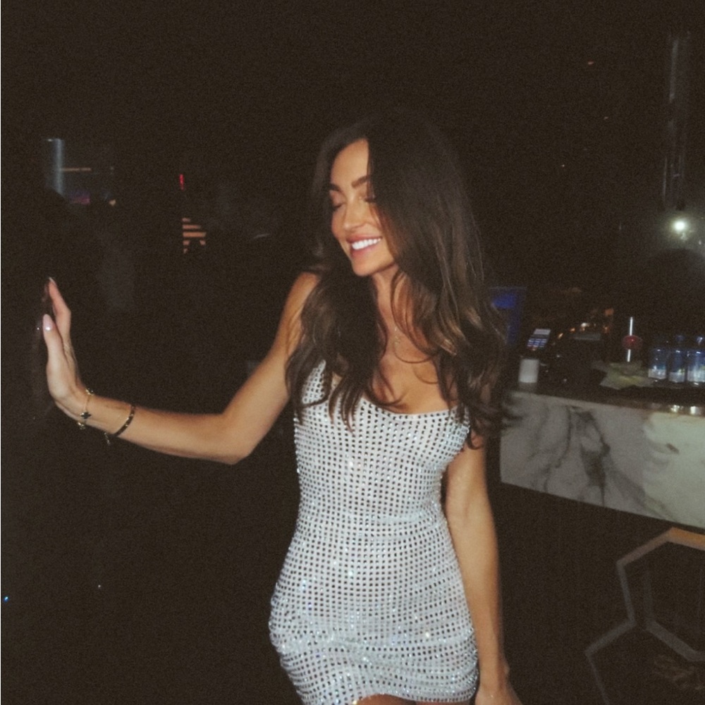 Oh Polly White Embellished Halterneck Mini Dress - Picture 2 of 4